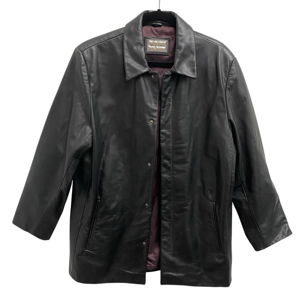 Vintage Oversized Leather Bomber Jacket In Black Size Medium